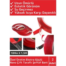 Wintoup Özel Üretim Ultra Güçlü Çok Amaçlı Tamir Cam Dış Mekan Montaj 1,5mt Çift Taraflı Şeffaf Bant 2 Adet
