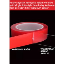 Wintoup Özel Üretim Ultra Güçlü Çok Amaçlı Tamir Cam Dış Mekan Montaj 1,5mt Çift Taraflı Şeffaf Bant 2 Adet