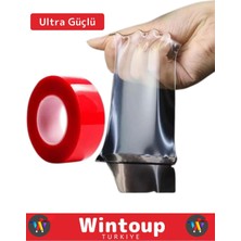 Wintoup Özel Üretim Ultra Güçlü Çok Amaçlı Tamir Cam Dış Mekan Montaj 1,5mt Çift Taraflı Şeffaf Bant 2 Adet