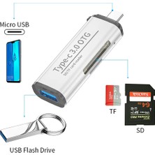 Foxyn FXN-103 Type-C USB Otg Sd Micro Kart Okuyucu Bellek Veri Aktarım Dönüştürücü Çevirici Adaptör