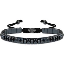 Defne Silver Piramit Parlak Hematit Makrome Bileklik