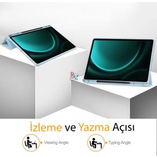 Redmud Teknoloji Samsung Galaxy Tab S9 Fe Plus Uyumlu Tablet Kılıfı ve Klavye Mouse Set Kalem Bölmeli Smart Kılıf