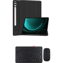 Redmud Teknoloji Samsung Galaxy Tab S10 Plus Uyumlu Tablet Kılıfı ve Klavye Mouse Set Kalem Bölmeli Smart Kılıf