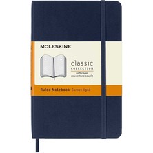 Moleskine Yumuşak Kapak Çizgili Defter Cep Boy 9X14 cm 192 Sayfa Safir Mavi