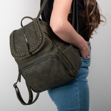 Gk20 BAYAN VİYANA DERİ SIRT ÇANTASI KADIN EL SAPLI ÇANTA GÜNLÜK KULLANIMA UYGUN ÖRGÜ MOTİFLİ KAPAK