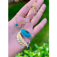 Defne Silver Milas Firuze Yaprak Kolye