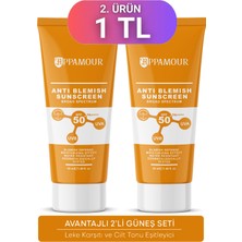 Appamour 2'li Leke Karşıtı Tüm Ciltler İçin Yüksek Korumalı Spf 50 Güneş Kremi Glutatyon Etkili 50 ml