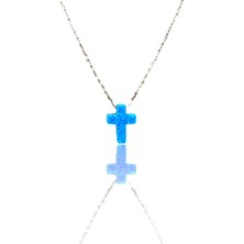 Defne Silver Opal Haç Kolye