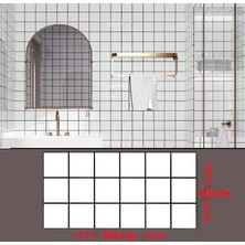 Renkli Duvarlar 6 Adet 60X30CM Çizgili Beyaz Kare Yapışkanlı Karavan Banyo Wc Duvar Kaplama Paneli Four Shiny-24