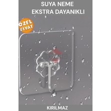 İstisna 2 Adet Kancalı Süper Güçlü Şeffaf Çerçeve Askısı Lekesiz Duvar Yapışkanı Mutfak Banyo Raf Tutucu