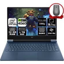 Hp Victus Gaming 16 Intel Core I5-14500HX 32GB 1tb SSD RTX4060/8GB 144Hz Fhd 16.1" Freedos Taşınabilir Bilgisayar 9J263EAA14 & Anzar Mouse