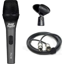 Gold Audio Pro-56 Profesyonel Vocal Dinamik Kablolu El Mikrofon 5 Metre Roxtone Kablo