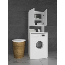 dolapmodellericom Çamaşır Makinesi Dolabı Kapaklı - Makine Üstü Dolap Raflı