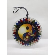 El Yapımı Yin Yang ( Gece ve Gündüz ) Tasarım Cam Duvar Dekoru
