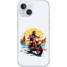 Zeyno Apple iPhone 13 Uyumlu Motorcu  Desenli Silikon Kılıf