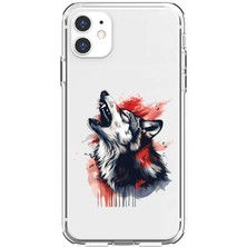 Zeyno Apple iPhone 11 Uyumlu Uluyan Kurt  Desenli Silikon Kılıf