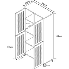 Enwood Deneb Mdf Safir Meşe 4 Kapaklı(Panjur Kapak) Ahşap Ayaklı Kiler Dolabı