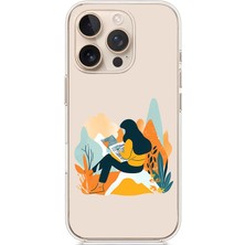 Zeyno Apple iPhone 14 Pro Max Uyumlu Kitap Okuyan Desenli Silikon Kılıf