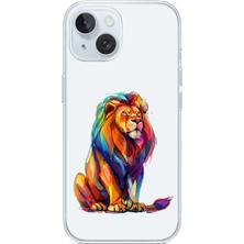 Zeyno Apple iPhone 14 Plus Uyumlu Renkli Aslan Desenli Silikon Kılıf