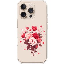 Zeyno Apple iPhone 12 Pro Max Uyumlu Kalpli Çiçekler Desenli Silikon Kılıf