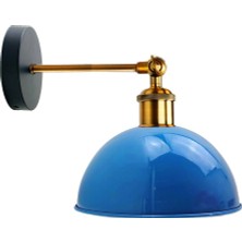 Riolight  Vintage,Retro,Rustik Açık Mavi 1xe27 Eskitme Duylu Masallı Tekli Duvar Aplik Şapka Çap:23cm