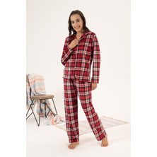 REMSA Kadın Kadife Önü Düğmeli Pijama Takımı 24365 Bordo