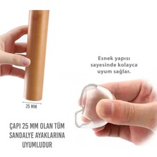 Adar 12 Ad 25 mm Şeffaf Silikon Masa Sandalye Pabuç Kaydırmaz Koltuk Zemin Koruyucu Çizdirmez Ayak Kılıfı