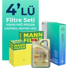 MANN Skoda Octavia 2.0 Dizel Filtre Bakım Seti Castrol Motor Yağlı (2006-2010) 4 Lü
