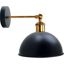 Riolight  Vintage1,Retro1,Rustik1 Siyah1 1xe27 Eskitme Duylu Masallı Tekli Duvar Aplik Şapka Çap:23cm
