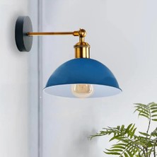 Riolight  Retro1,Vintage1rustik1 Açık Mavi Eskitme Duylu Masallı Tekli Duvar Aplik Şapka Çap:23cm