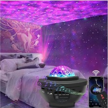 LED Yıldız Galaxy Projektör Gece Yıldızlı Gökyüzü Lamba Dahili Bluetooth Hoparlör Gece Lambası
