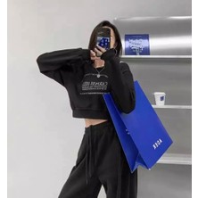 Amor Face Özel Tasarım Bisiklet Yaka Carpess Hıll Baskılı Kışlık Crop Kadın Eşofman Takımı