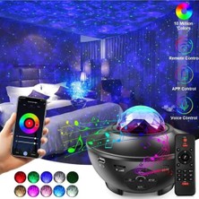 LED Yıldız Galaxy Projektör Gece Yıldızlı Gökyüzü Lamba Dahili Bluetooth Hoparlör Gece Lambası