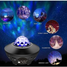 LED Yıldız Galaxy Projektör Gece Yıldızlı Gökyüzü Lamba Dahili Bluetooth Hoparlör Gece Lambası