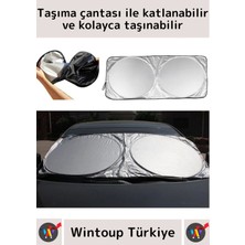 Wintoup Premium Uv Engelleyici Çift Katman Dayanıklı Çantalı Katlanabilir 150 x 70 cm Araba Ön Cam Güneşliği