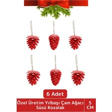 Premium Luxery Kış Parti Yeni Yıl Noel Yılbaşı Çam Ağacı Süsü Dekoratif Mini Kozalak 6 Adet