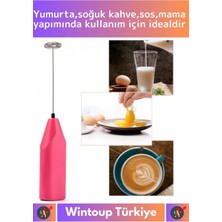 Wintoup Özel Çelik Uçlu Pilli Soğuk Kahve Süt Köpürtücü Sos Krema Mama Yumurta Çırpıcı Mini Mikser Mixer