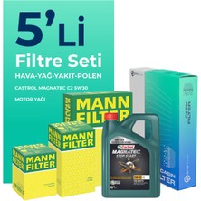 Mann Filter Peugeot Partner 1.6 Dizel Filtre Bakım Seti Castrol Motor Yağlı (2010-2016) 5 Li