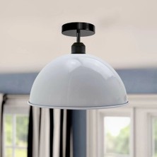 Riolight  Vintage,Modern,Retro,Rustik Beyaz 1xe27 Duylu Tekli Metal Plofonyer Avize Çap:30cm
