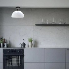 Riolight  Vintage1,Modern1,Retro1,Rustik Beyaz 1xe27 Duylu Tekli Metal Plofonyer Avize Çap:30cm