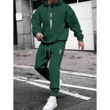 Amor Man Özel Tasarım Kapüşonlu Sembol Motto Baskılı Şardonlu Kışlık Trend Erkek Eşofman Takımı