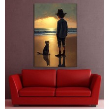 Limitless Design Gün Batımı Erkek Çocuk Ve Sahıl Manzaralı Hd Baskı Kanvas Tablo