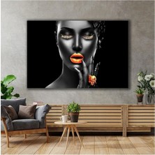 Limitless Design Turuncu Makyajlı Afrikalı Kadın Hd Baskı Kanvas Tablo