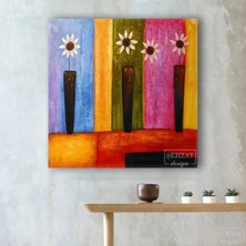 Limitless Design Exclusive Soyut Yağlıboya Görünümlü Çiçek Dekoratif Hd Baskı Kanvas Tablo