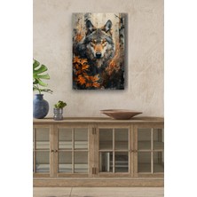 Limitless Design Yapraklar Arasındaki Yalnız Kurt Yağlı Hd Baskı Kanvas Tablo