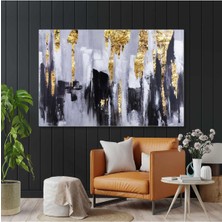 Limitless Design Altın Detaylı Soyut Kompozisyon Yatay Hd Baskı Kanvas Tablo