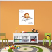 Limitless Design Dekoratif Kare Kanvas Çocuk Odası Soft Uçan Aslan Tablosu