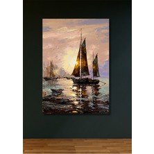 Limitless Design Günbatımı Yelkenli Hd Baskı Kanvas Tablo - Salon Oturma Yatak Odası Ofis Antre Için Duvar Dekoru