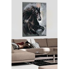 Limitless Design Siyah At Yağlı Boya Görünüm Hd Baskı Kanvas Tablo