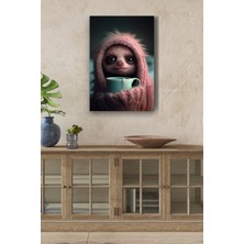 Limitless Design Şirin Tembel Hayvan Portre Yağlı Hd Baskı Kanvas Tablo